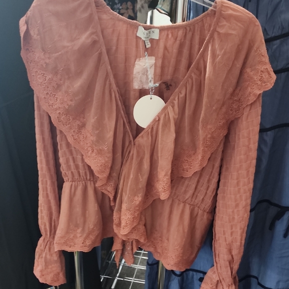 Hayden Tops - Hayden Terracotta Lace Blouse